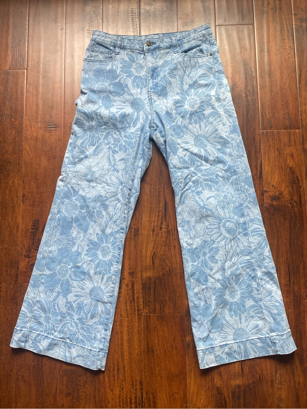 High Rise Floral Jeans
